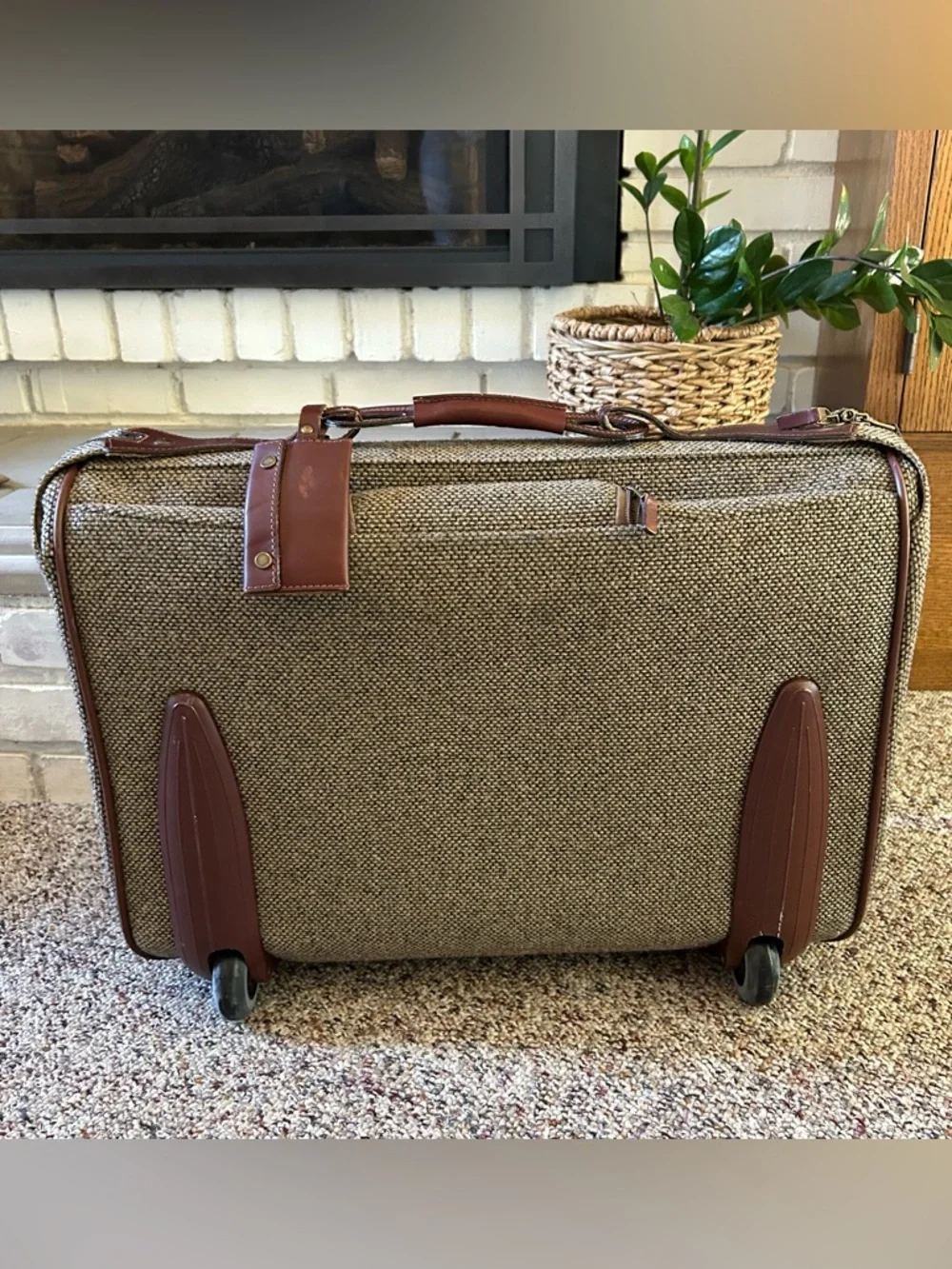 Vintage Hartmann Tweed Roller Rolling Garment Luggage Bag -Locks Strap Paperwork